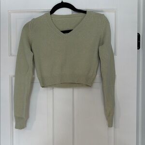 Shein V-Neck Cropped Sweater - Green